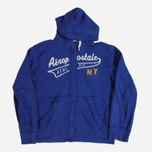 Mens Blue Y2K Preppy Aeropostale Zip-up Hoodie